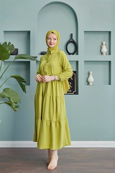 Shirt Collar Airobin Dress - Pistachio Green