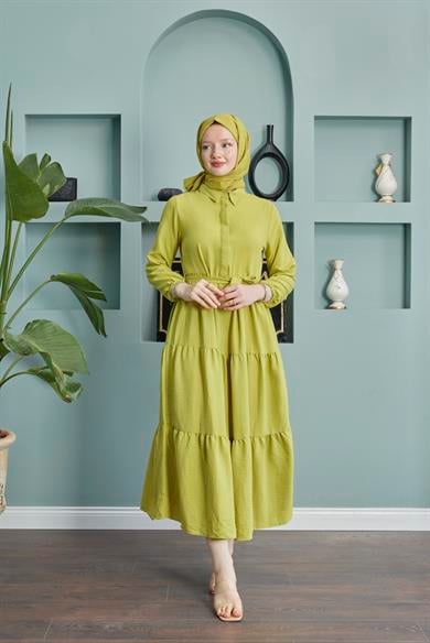 Shirt Collar Airobin Dress - Pistachio Green
