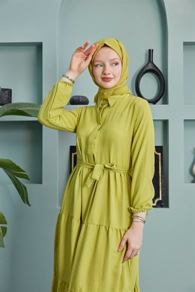 Shirt Collar Airobin Dress - Pistachio Green