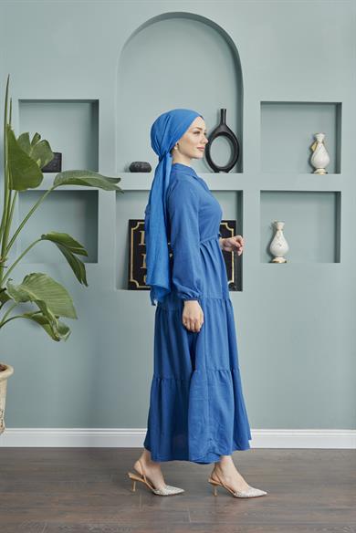 Shirt Collar Airobin Dress - Blue