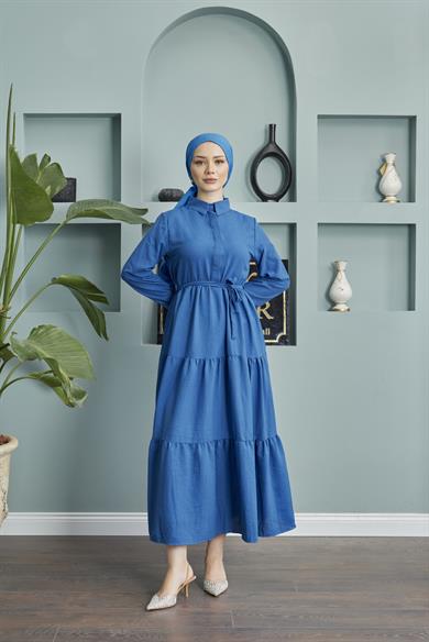 Shirt Collar Airobin Dress - Blue