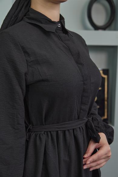 Shirt Collar Airobin Dress - Black