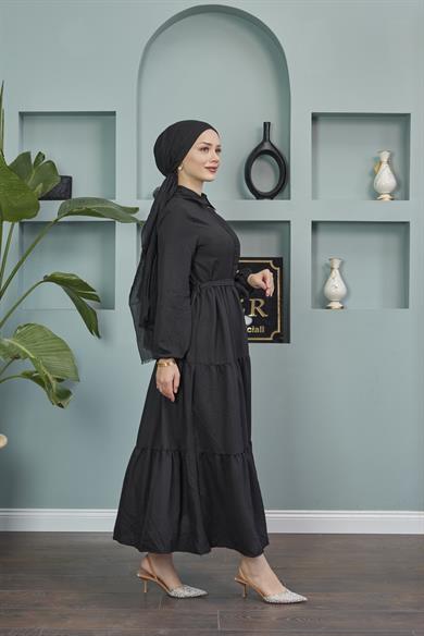 Shirt Collar Airobin Dress - Black