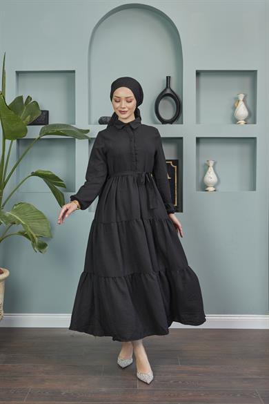 Shirt Collar Airobin Dress - Black