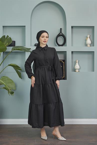 Shirt Collar Airobin Dress - Black