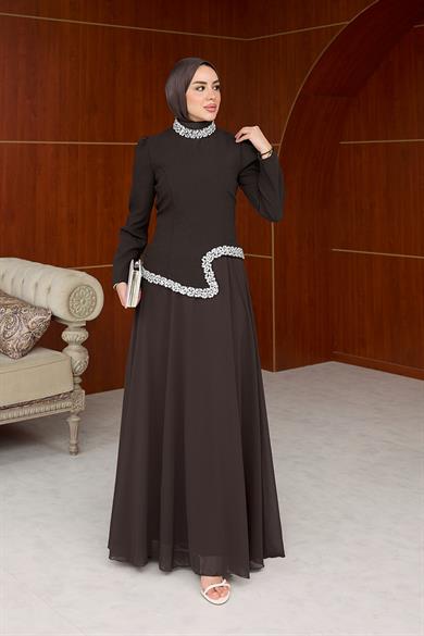 Gönül Tesettür Abiye - Kahverengi