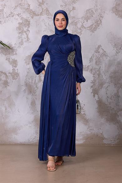 Gül Işıltı Abiye - Lacivert
