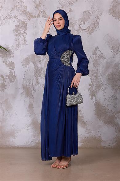 Gül Işıltı Abiye - Lacivert