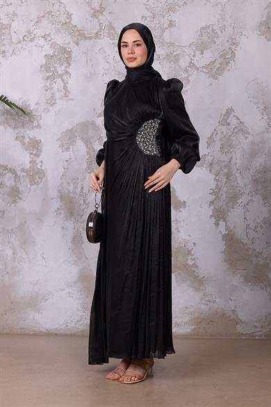 Gül Işıltı Abiye - Siyah