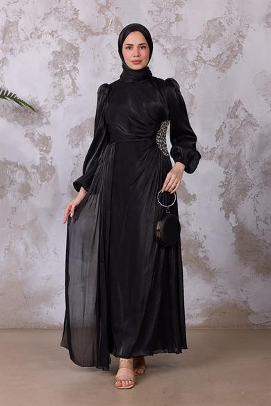 Gül Işıltı Abiye - Siyah