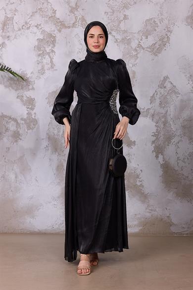 Gül Işıltı Abiye - Siyah