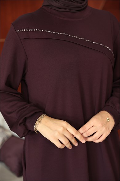 Gül Tasarım Elbise - Bordo