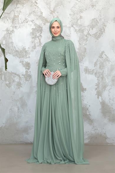 Gülfem Taşlı Tasarım Abiye - Mint Yeşil
