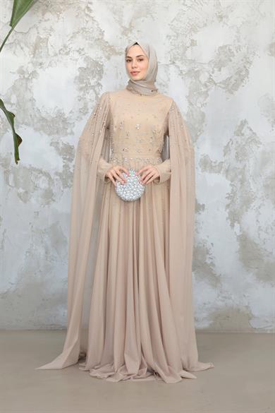 Gülfem Taşlı Tasarım Abiye - Vizon