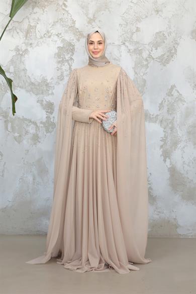 Gülfem Taşlı Tasarım Abiye - Vizon