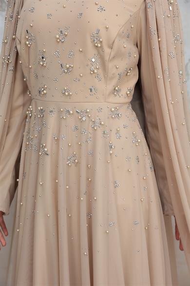 Gülfem Taşlı Tasarım Abiye - Vizon