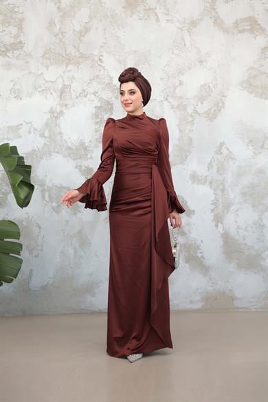 Gülnur Saten Abiye - Kahverengi