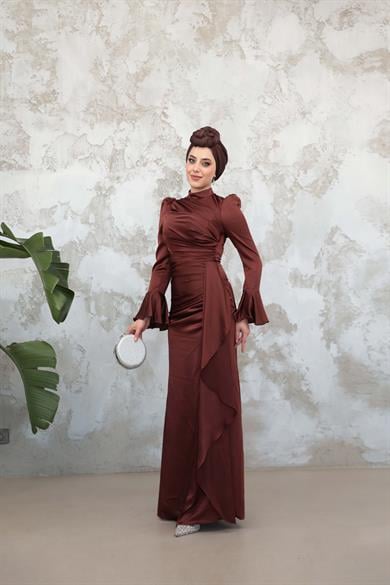 Gülnur Saten Abiye - Kahverengi