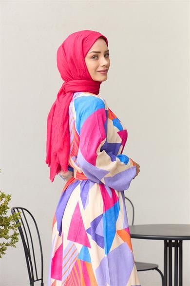 Magnificent Collar Belted Halter Dress - Purple