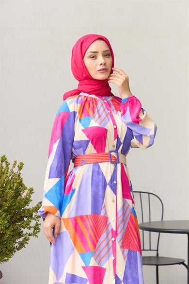 Magnificent Collar Belted Halter Dress - Purple