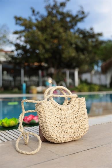 Hasır Çanta Küçük Boy - Bej