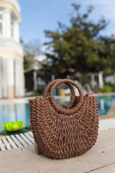 Hasır Çanta Küçük Boy - Kahverengi