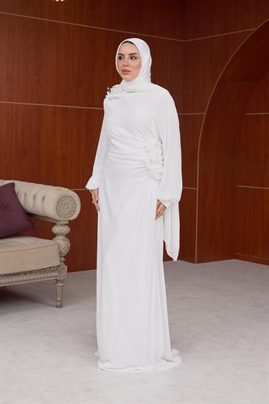Helen Özel Tasarım Abiye - Ekru