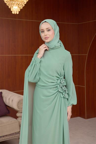 Helen Özel Tasarım Abiye - Mint Yeşil