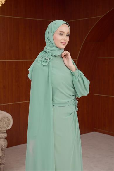 Helen Özel Tasarım Abiye - Mint Yeşil