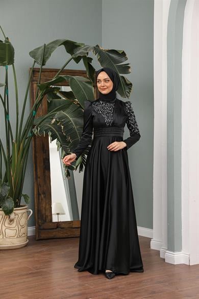 Hilal Saten Abiye - Siyah