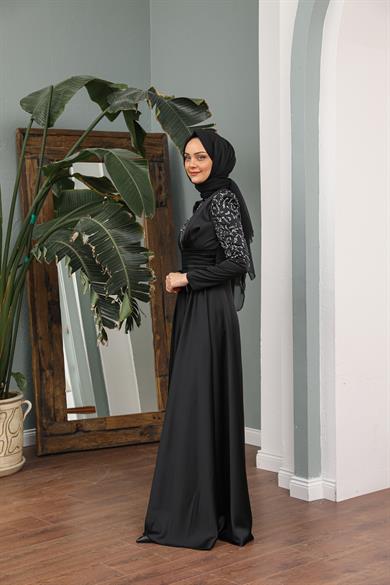Hilal Saten Abiye - Siyah