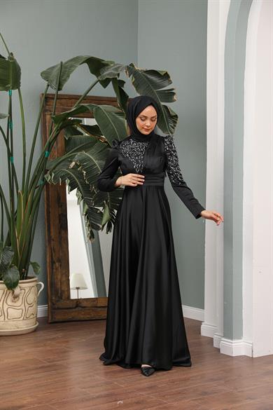 Hilal Saten Abiye - Siyah