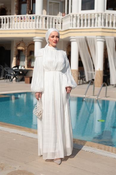 İnci Detay Işıltı Abiye - Ekru