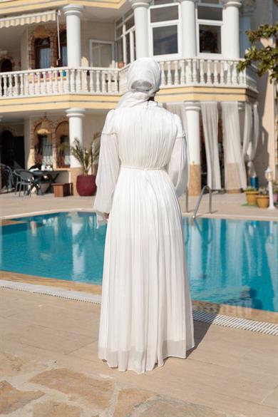 İnci Detay Işıltı Abiye - Ekru