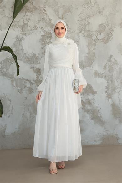 İrem Gül Detay Abiye - Beyaz
