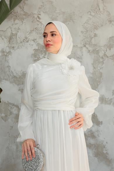 İrem Gül Detay Abiye - Beyaz