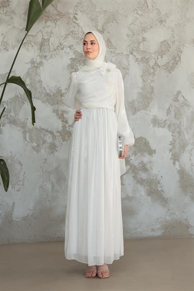 İrem Gül Detay Abiye - Beyaz