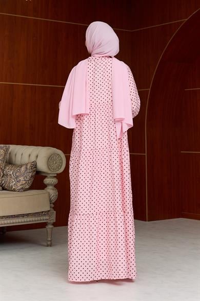 İrem Puantiye Desen Elbise - Pembe