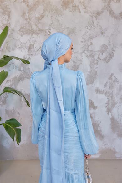 Işıltı Kumaş Şal - Bebe Mavi