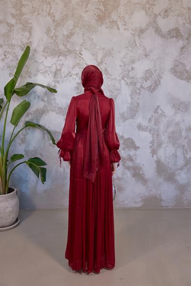 Işıltı Kumaş Şal - Bordo