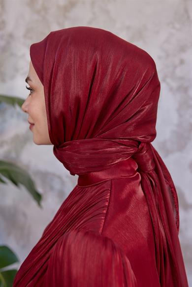 Işıltı Kumaş Şal - Bordo