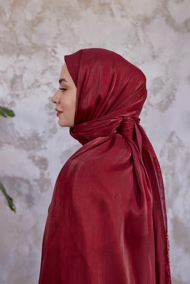 Işıltı Kumaş Şal - Bordo
