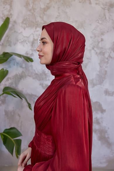 Işıltı Kumaş Şal - Bordo