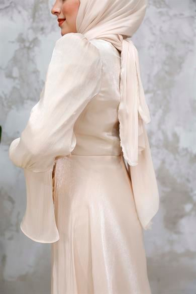 Işıltı Kumaş Şal - Ekru