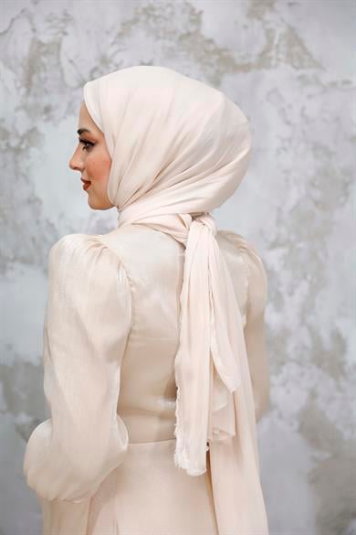 Işıltı Kumaş Şal - Ekru