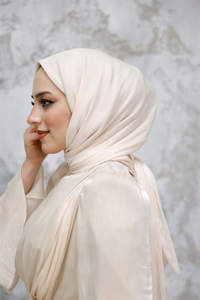 Işıltı Kumaş Şal - Ekru