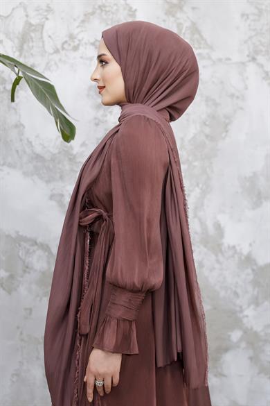 Işıltı Kumaş Şal - Kahverengi