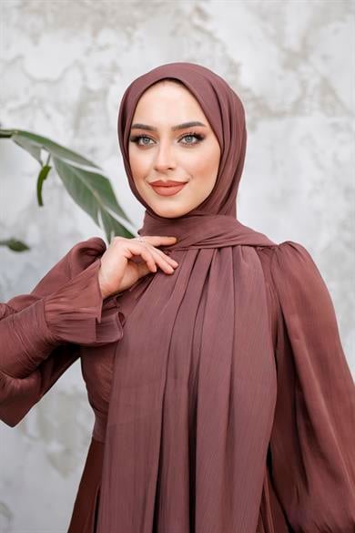 Işıltı Kumaş Şal - Kahverengi