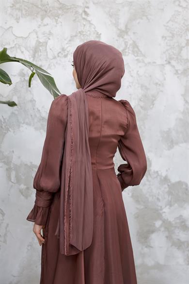 Işıltı Kumaş Şal - Kahverengi