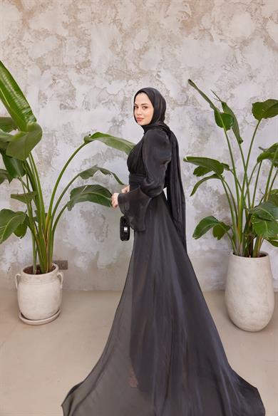 Işıltı Kumaş Şal - Siyah